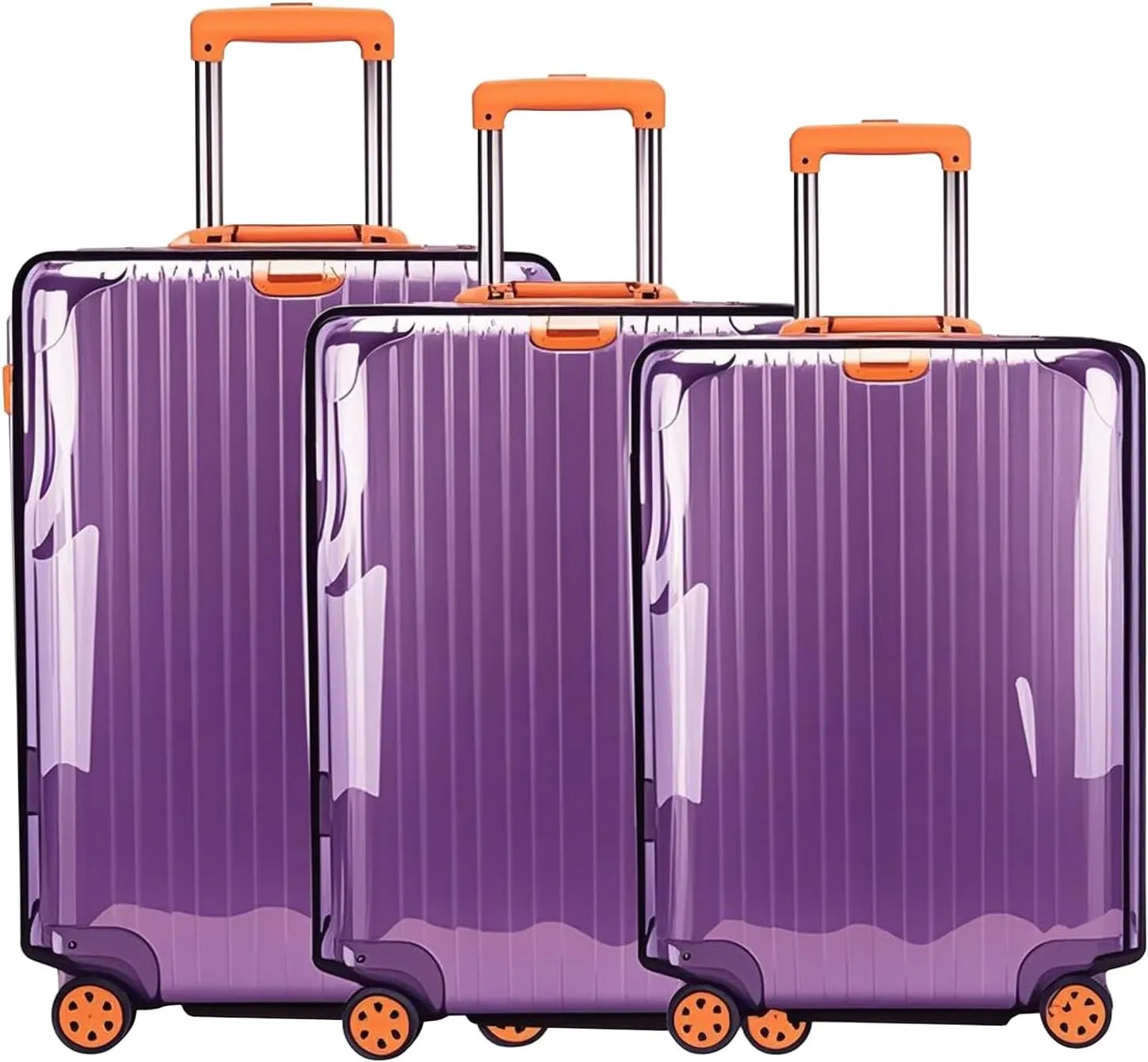 3 Pieces Clear Luggage Cover for Suitcase TSA Approved PVC Waterproof Suitcase Protectors Fits 20 24 28 Inch, Travel Essentials Accessories