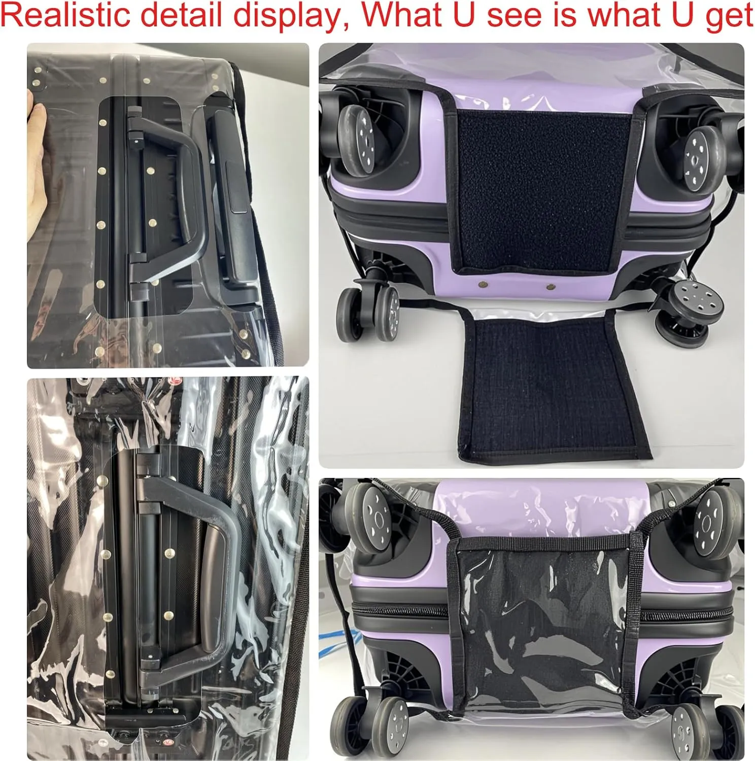 3 Pieces Luggage Covers TSA Approved Thicken Clear PVC Suitcase Sleeve Protectors Fit 20 24 28 Wheeled Suitcase Waterproof Scratch-Resistant