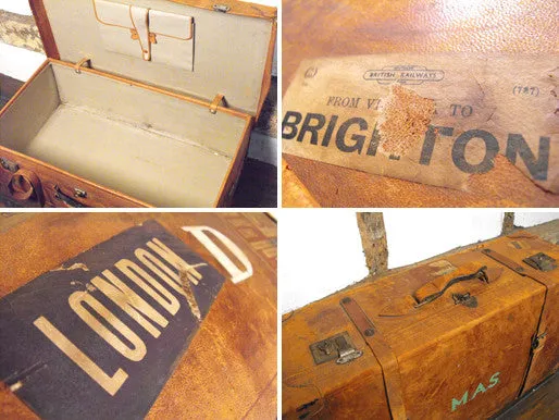 A Large Vintage Leather Travelling Suitcase