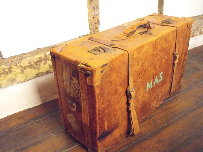 A Large Vintage Leather Travelling Suitcase