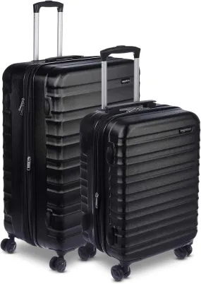 Amazon Basics 2-Piece Set (21", 30"), Hardshell Suitcases With Wheels, Expandable For Up to 25% More Space, With Scratch-Resistant Surface, Four Multi-directional Wheels, Black