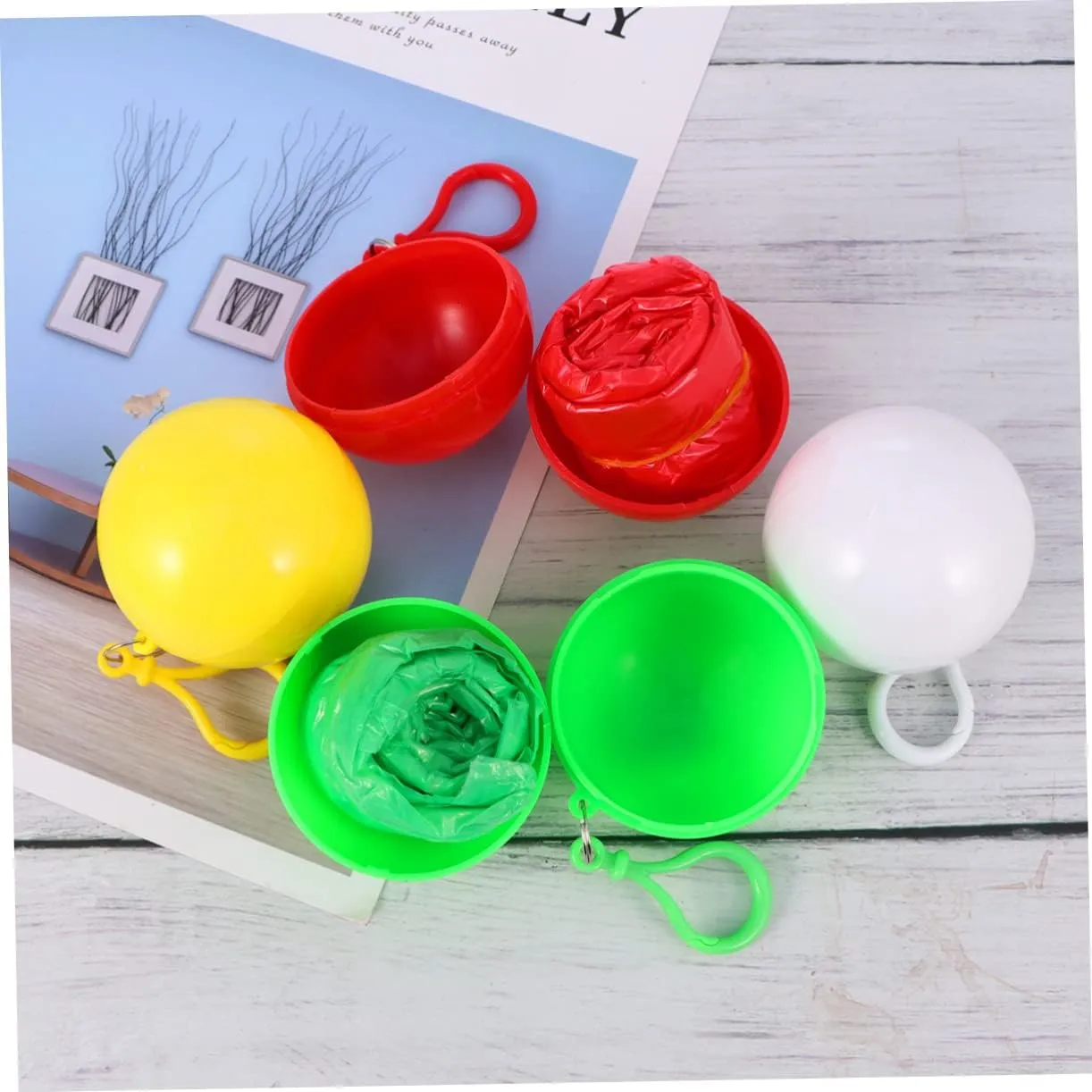 BESPORTBLE Disposable Ball Poncho Unisex Easy Carry Keyring Ball Raincoat Rain Jacket Poncho Rainwear Keyring Ball Practical