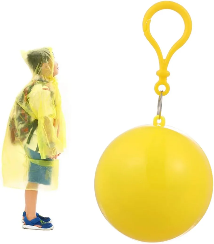 BESPORTBLE Disposable Ball Poncho Unisex Easy Carry Keyring Ball Raincoat Rain Jacket Poncho Rainwear Keyring Ball Practical