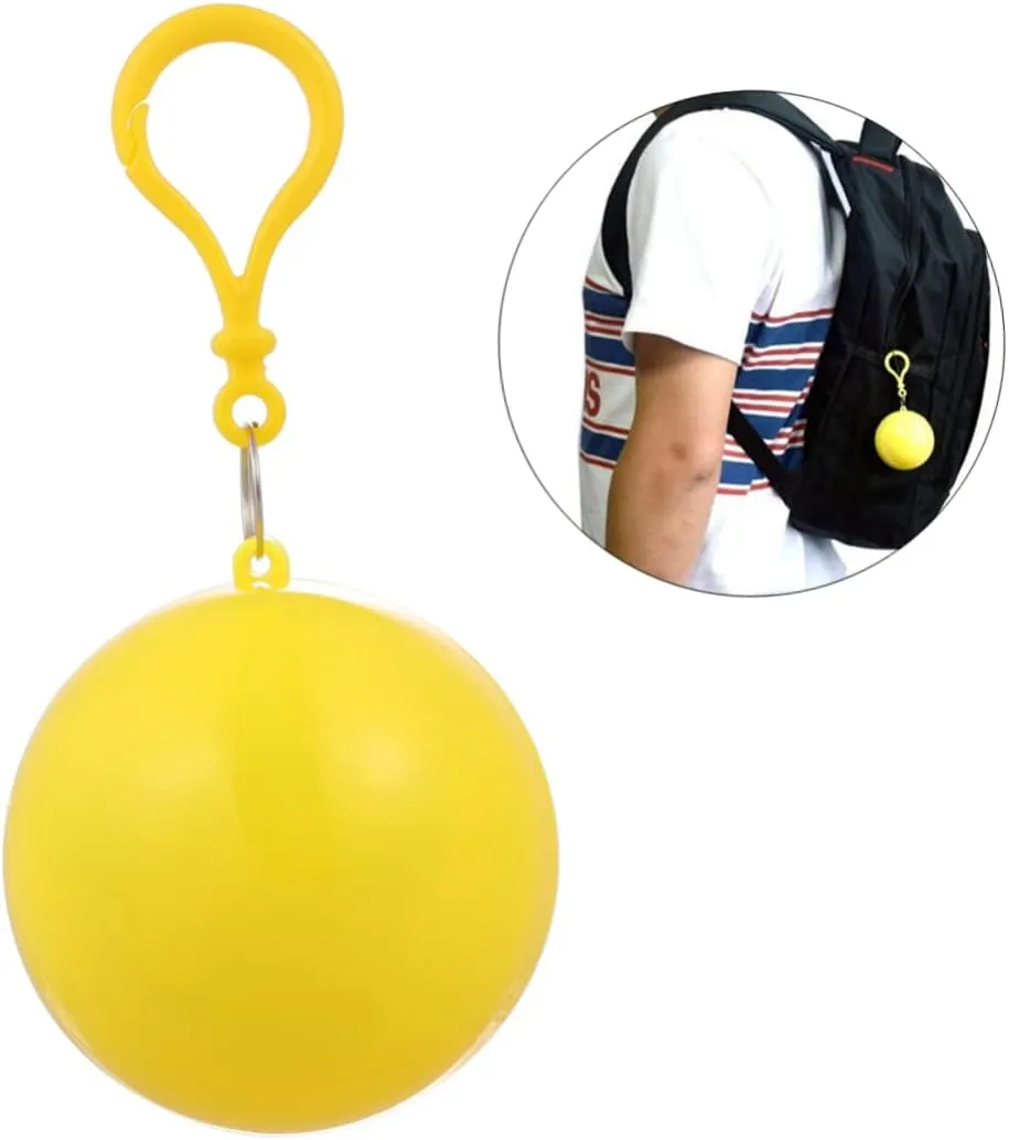 BESPORTBLE Disposable Ball Poncho Unisex Easy Carry Keyring Ball Raincoat Rain Jacket Poncho Rainwear Keyring Ball Practical