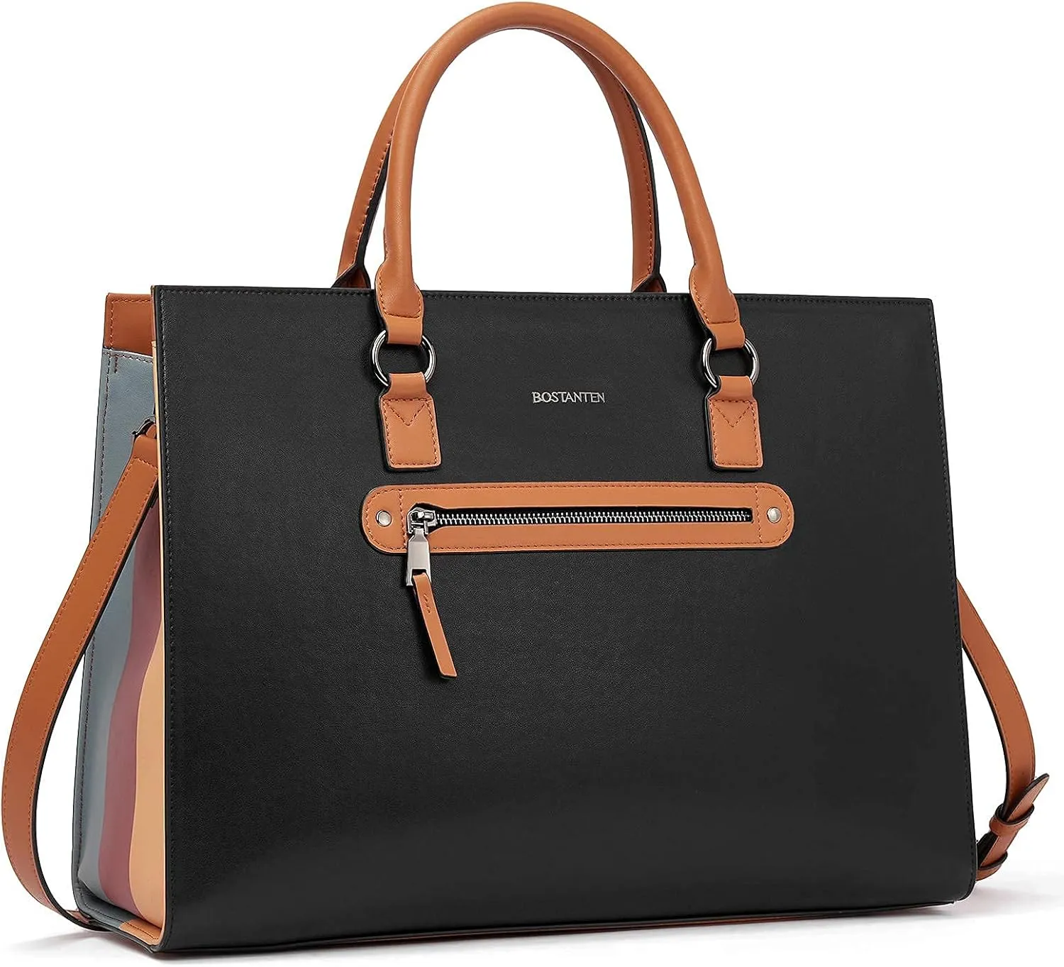 BOSTANTEN Leather Laptop Briefcase for Women Shoulder Bag 15.6 Inch Business Computer Work Tote