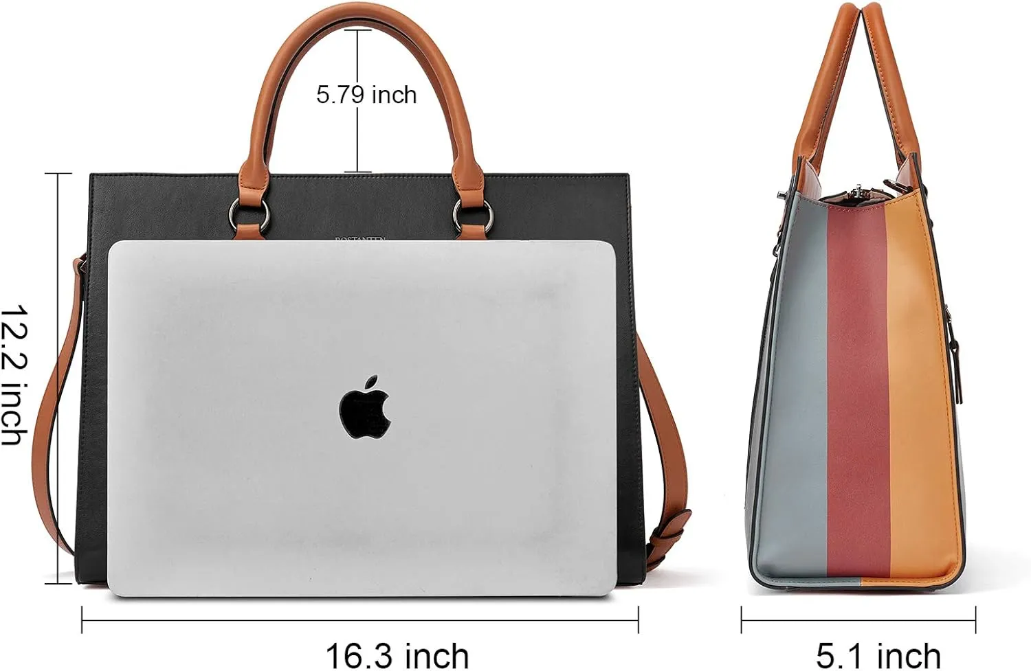 BOSTANTEN Leather Laptop Briefcase for Women Shoulder Bag 15.6 Inch Business Computer Work Tote