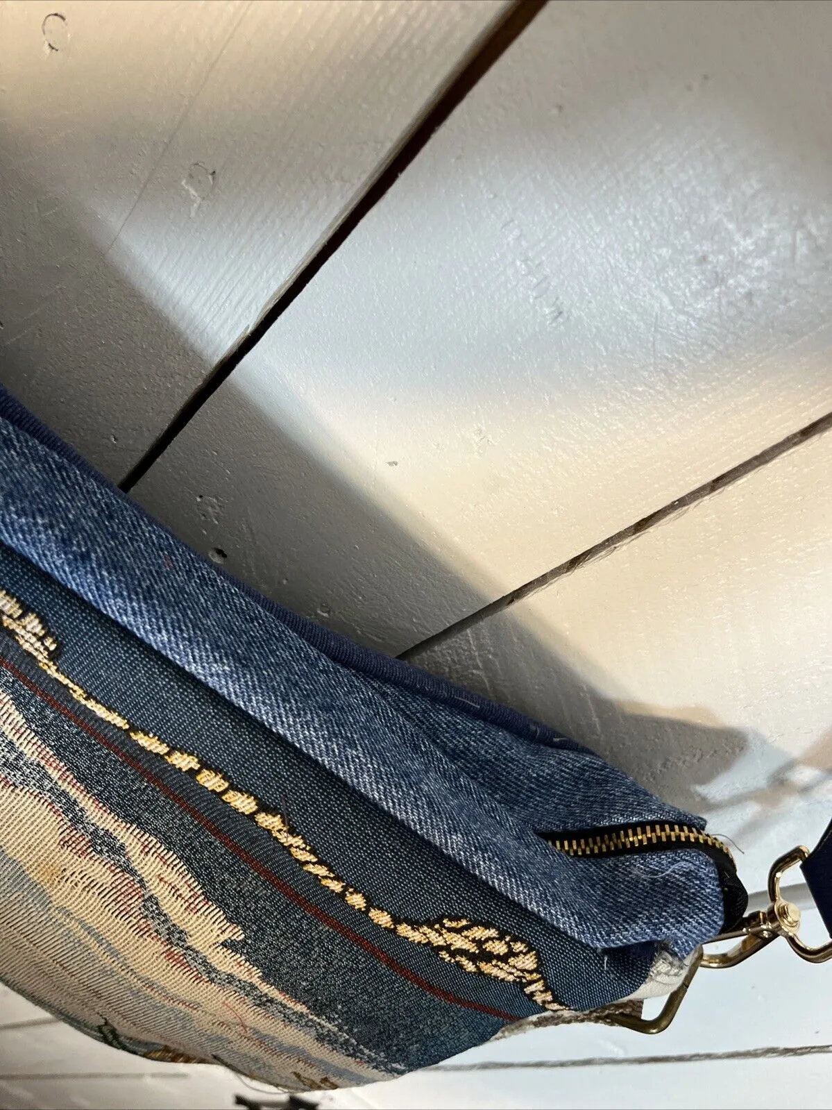 Carla Handmade Upcycled Handbag Lighthouse Tapestry  denim (C804-21)