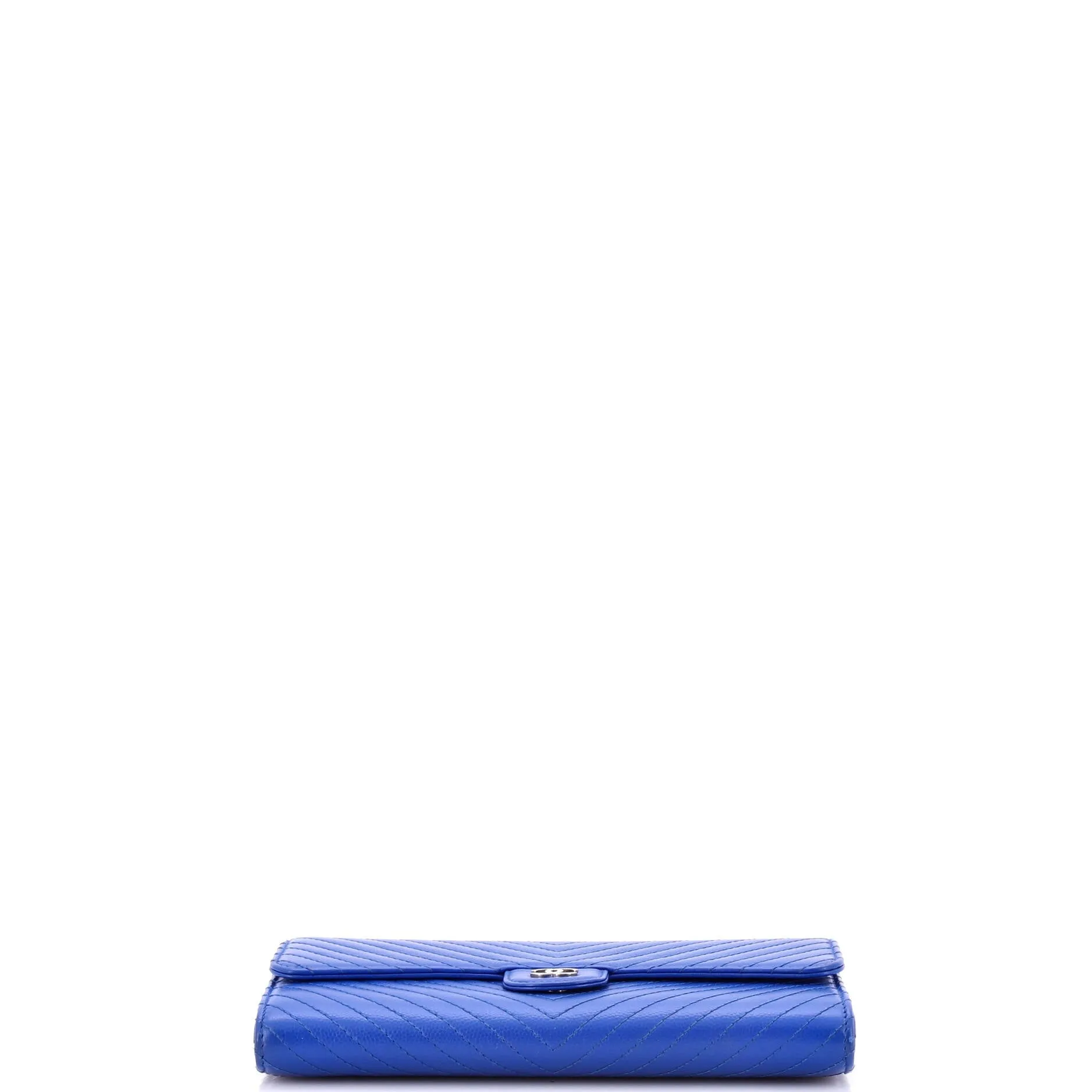 CC Gusset Classic Flap Wallet Chevron Caviar Long