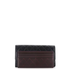 CC Gusset Classic Flap Wallet Quilted Caviar Long