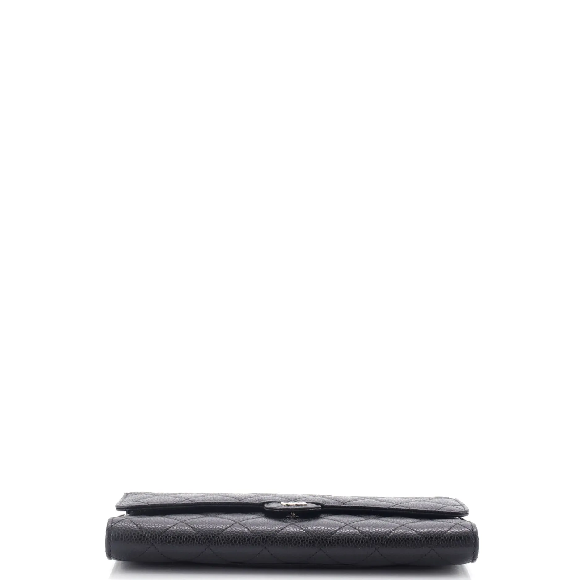 CC Gusset Classic Flap Wallet Quilted Caviar Long
