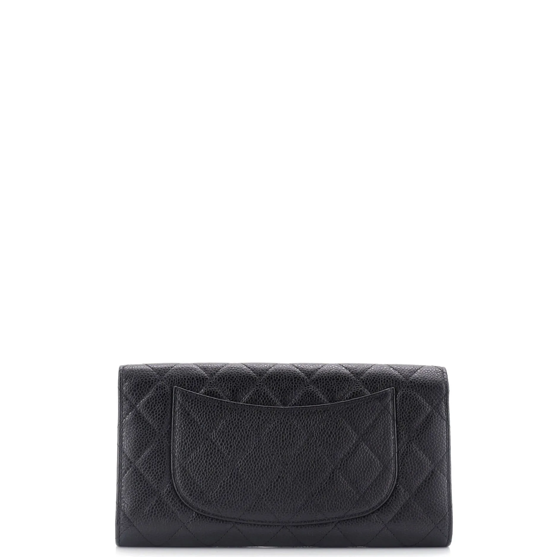 CC Gusset Classic Flap Wallet Quilted Caviar Long