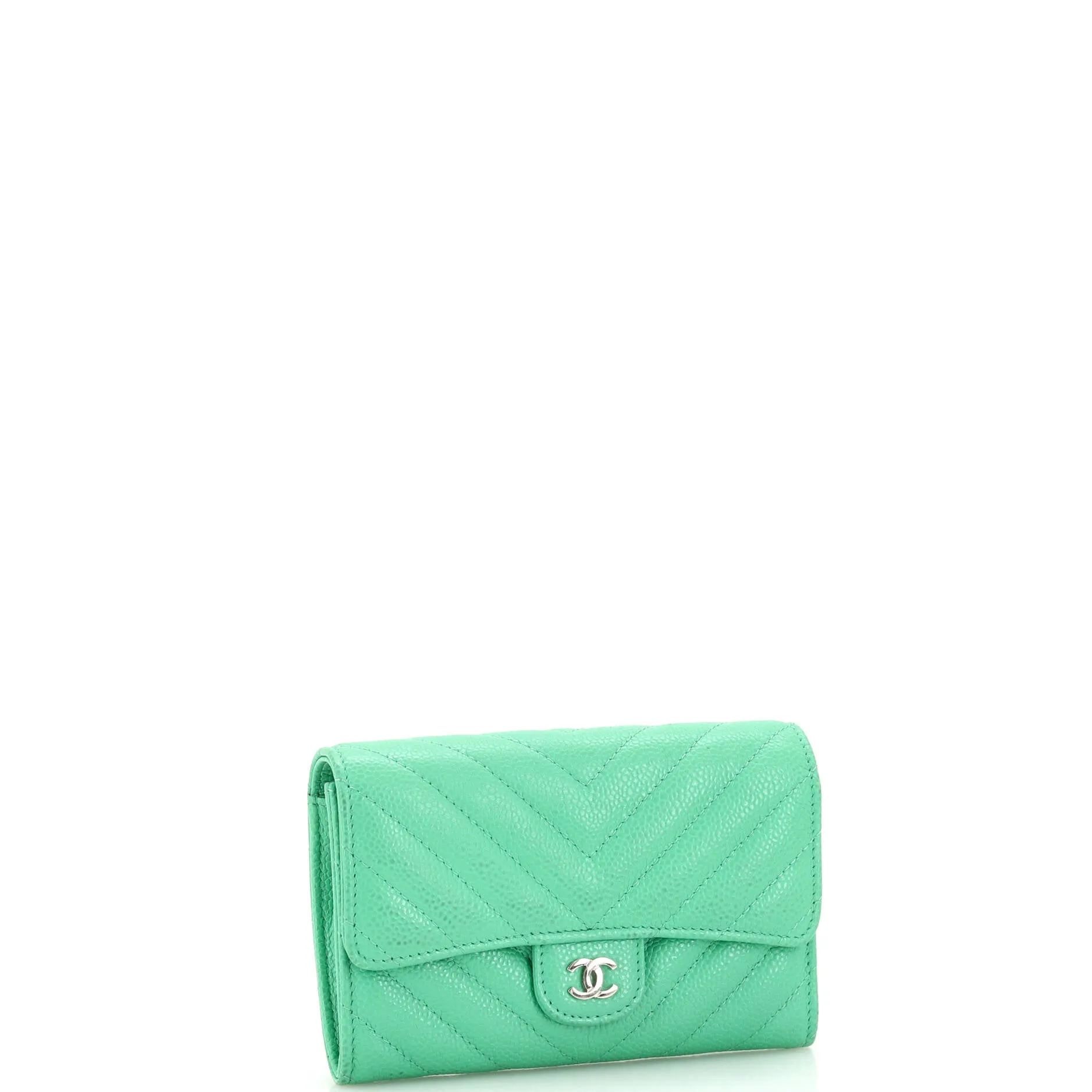 CC Gusset Classic Flap Wallet Quilted Caviar Medium