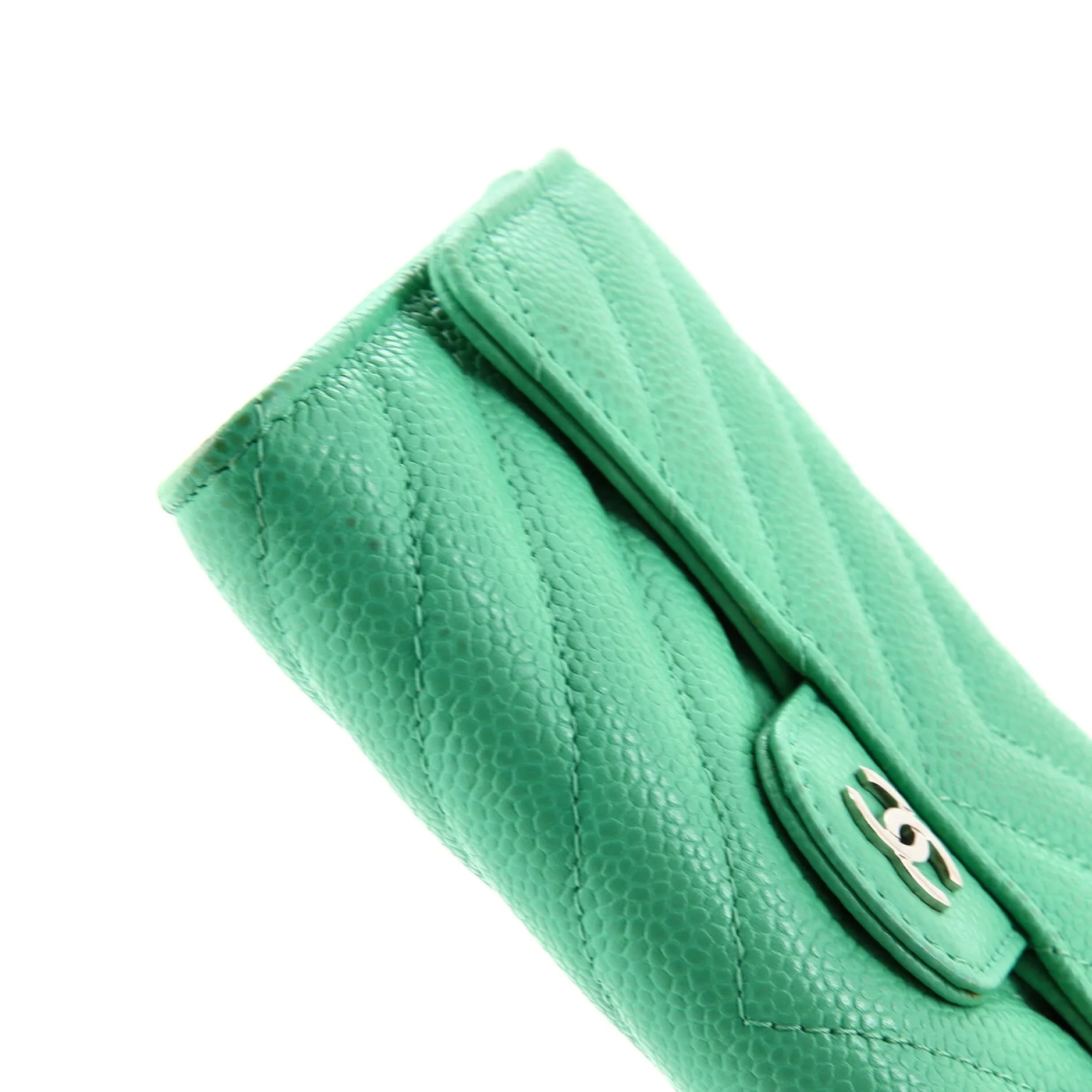 CC Gusset Classic Flap Wallet Quilted Caviar Medium
