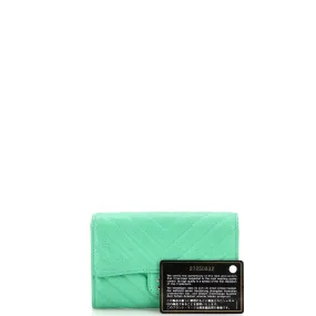 CC Gusset Classic Flap Wallet Quilted Caviar Medium