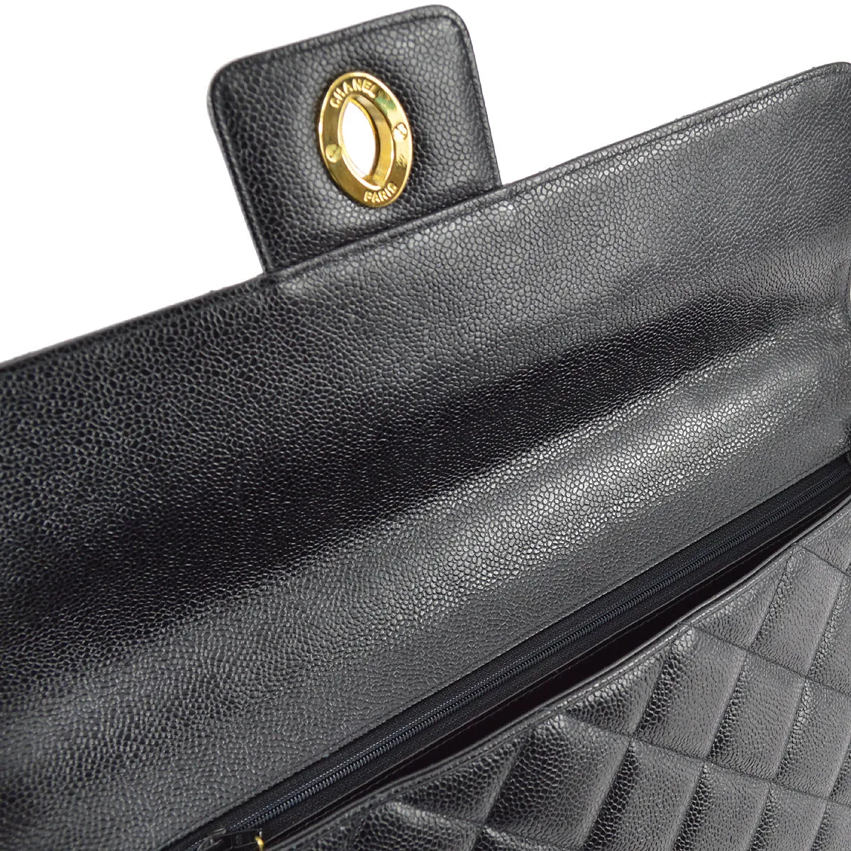 Chanel 1994-1996 Black Caviar Briefcase Business Handbag