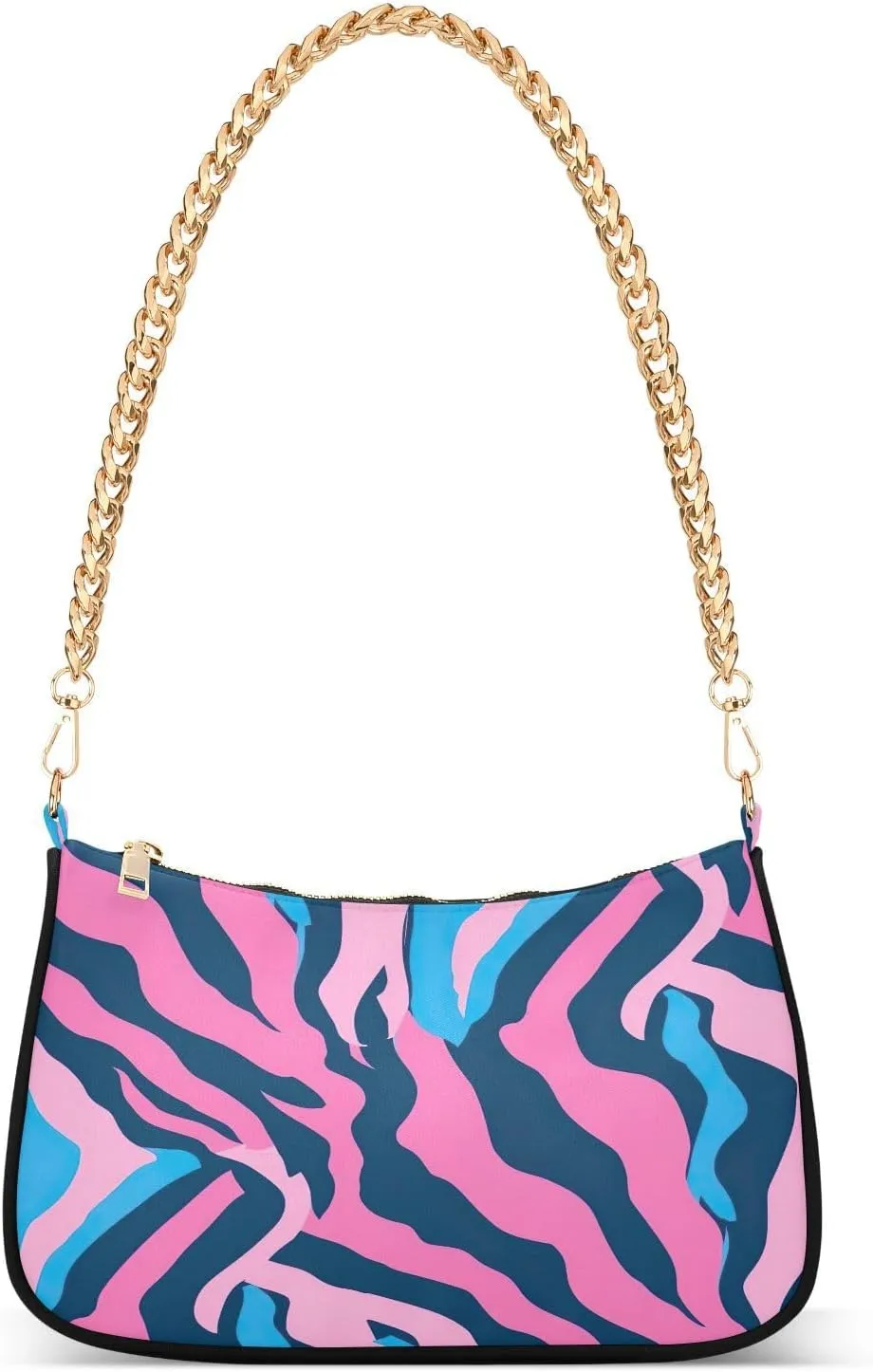 Colorful Stripes Women's Tote Chain Shoulder Bag, Classic Wedding Party Wallet, Handbag