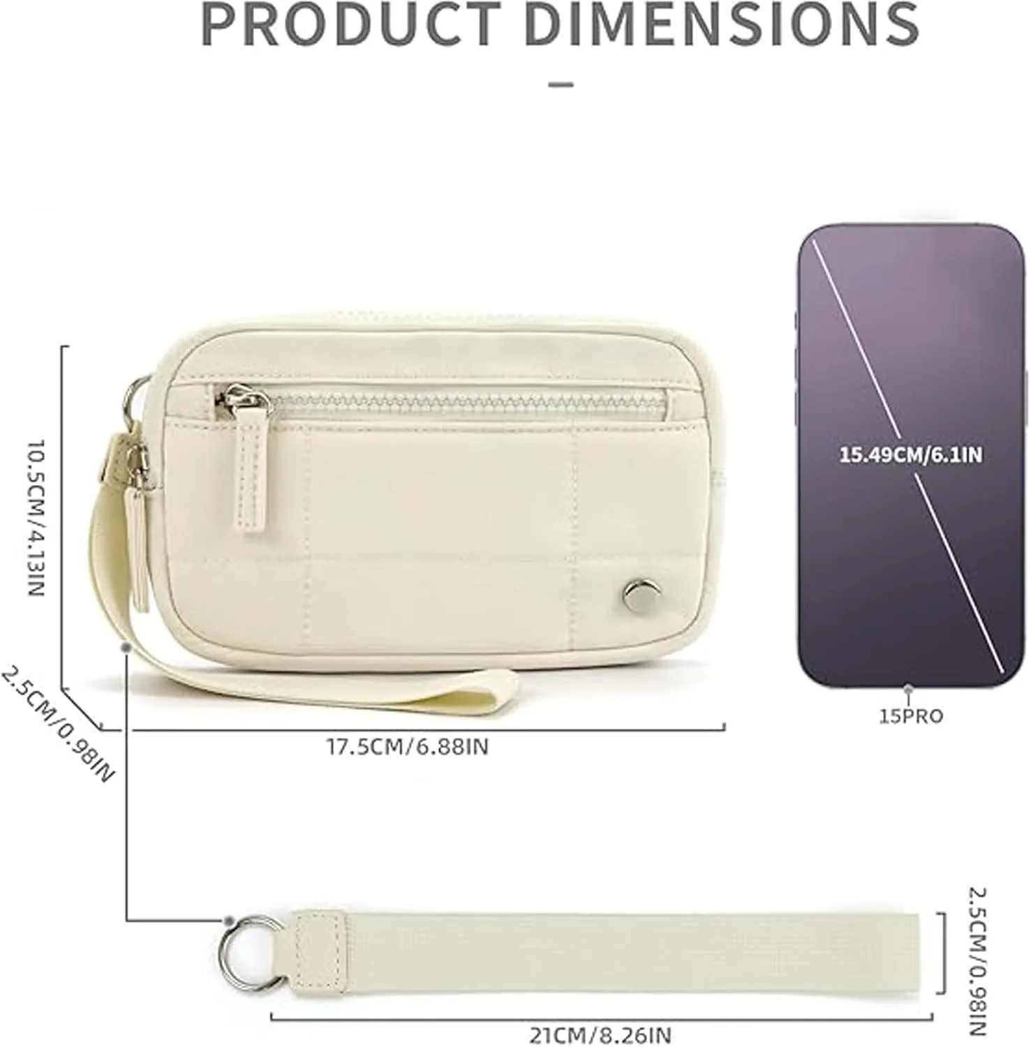 Convely Essential Wristlet, Wristlet Wallets for Women with 3 Zipper Purse, Nylon Quilted Wallet, Small Wristlet Pouch