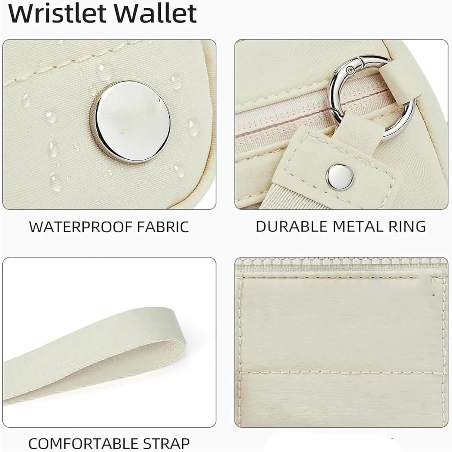 Convely Essential Wristlet, Wristlet Wallets for Women with 3 Zipper Purse, Nylon Quilted Wallet, Small Wristlet Pouch