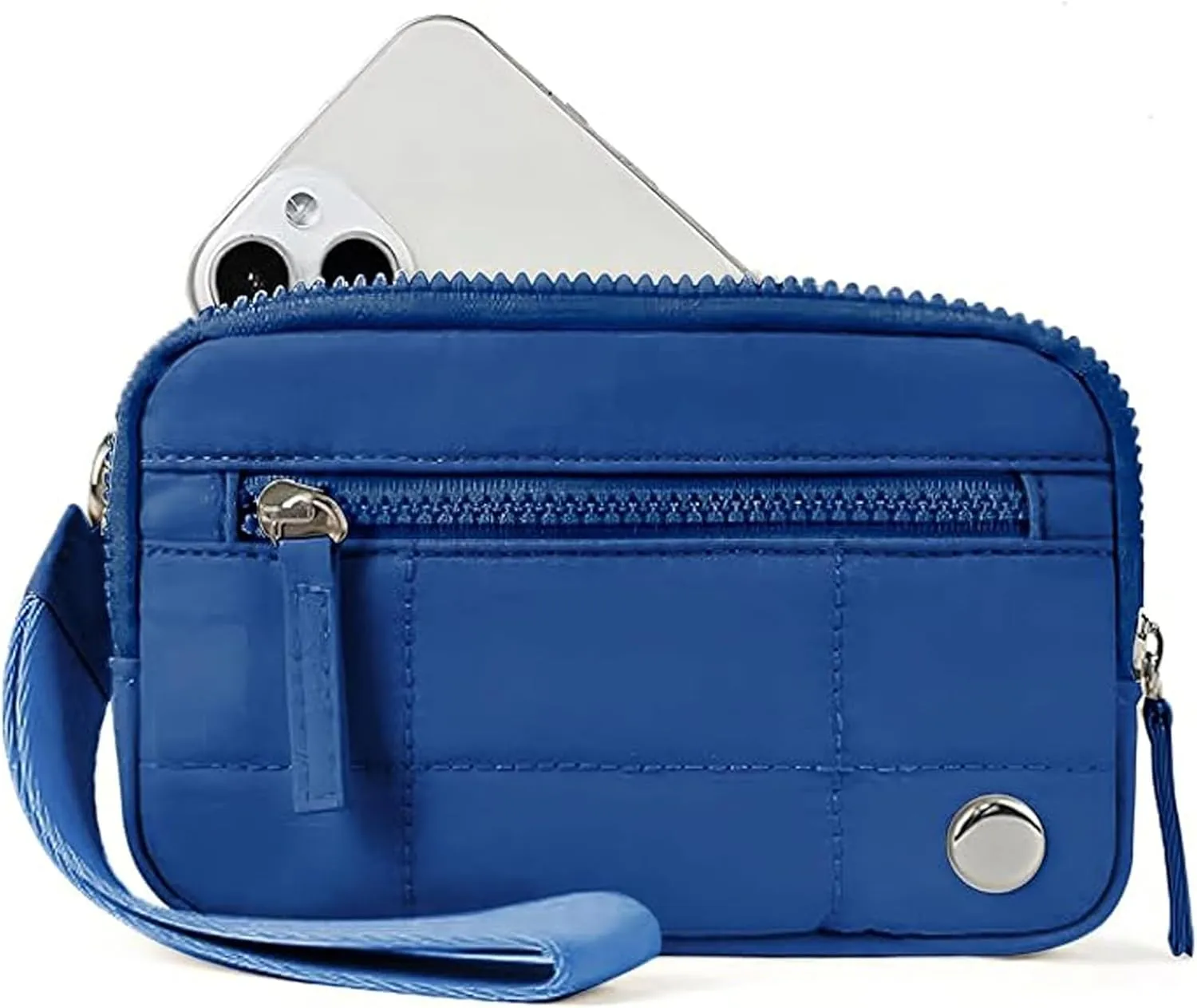 Convely Essential Wristlet, Wristlet Wallets for Women with 3 Zipper Purse, Nylon Quilted Wallet, Small Wristlet Pouch