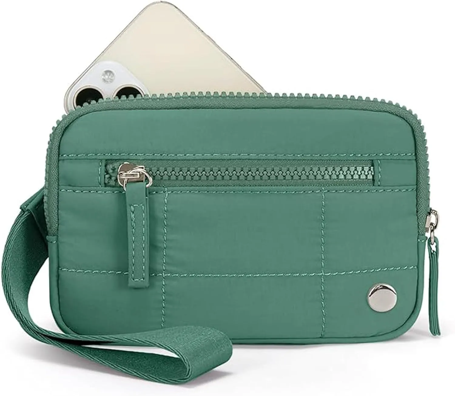 Convely Essential Wristlet, Wristlet Wallets for Women with 3 Zipper Purse, Nylon Quilted Wallet, Small Wristlet Pouch