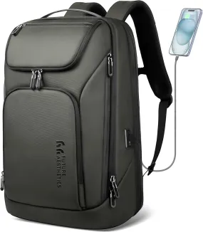 hk Business Smart Backpack for Men Anti-Theft for 17.3 Inch Laptop with USB Charging Port Water-Resistant Large Durable Compact 30L for Travel College Work-Green