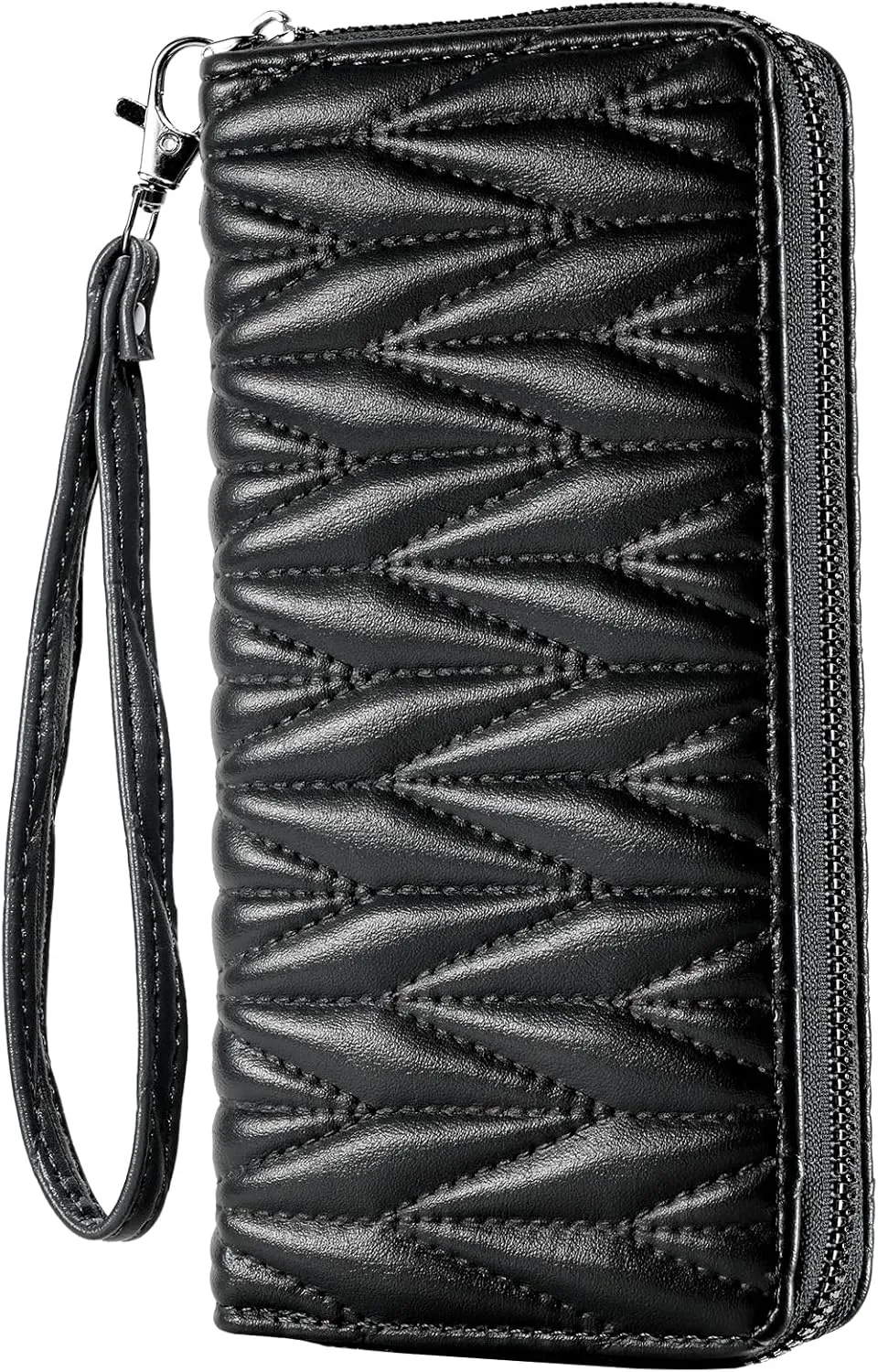 Huikeya womens wallet smallcredit card walletwristlet keychain for womenWomen's Zipper Wallet, Vegan Wallet (Gift Set), Black, Classic Style