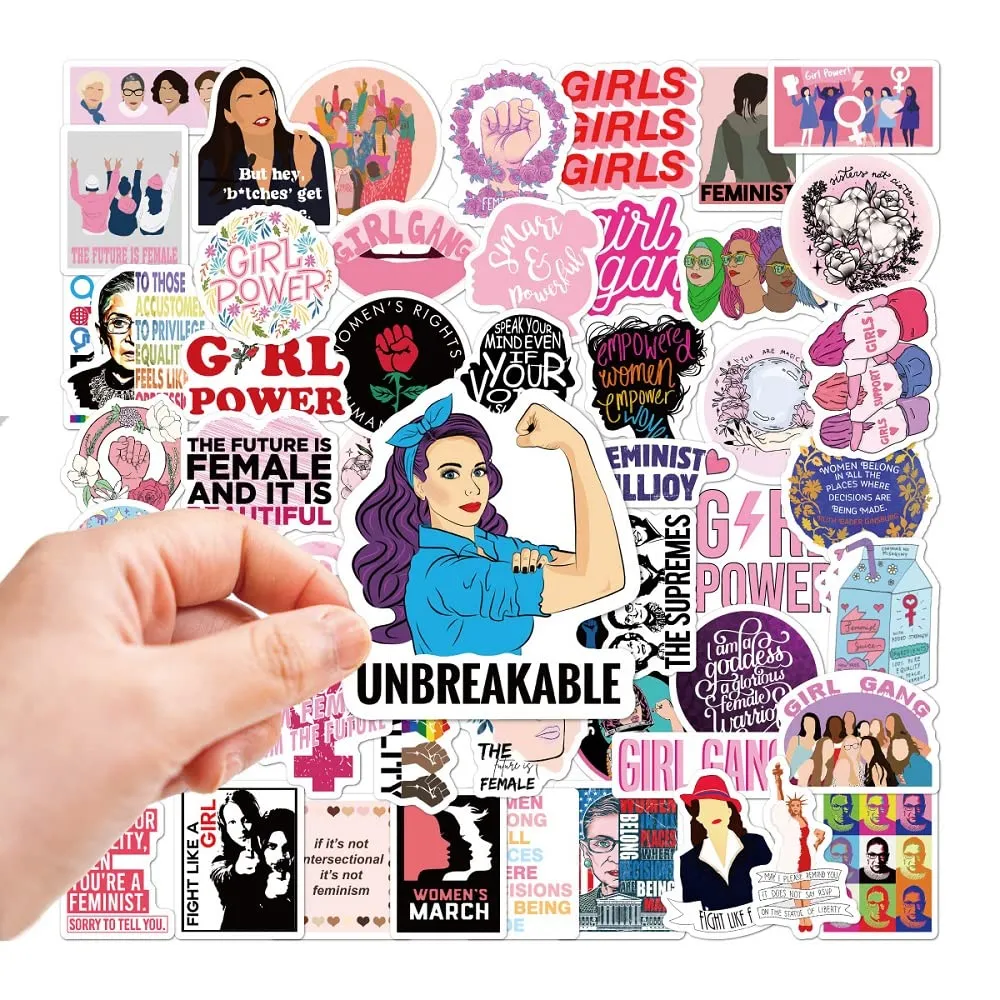 iDream Self-Adhesive Glossy Pink Fun Girls Car DIY Waterproof Stickers for Suitcase Laptop Bicycle Helmet (Set of 50) (Multicolour)