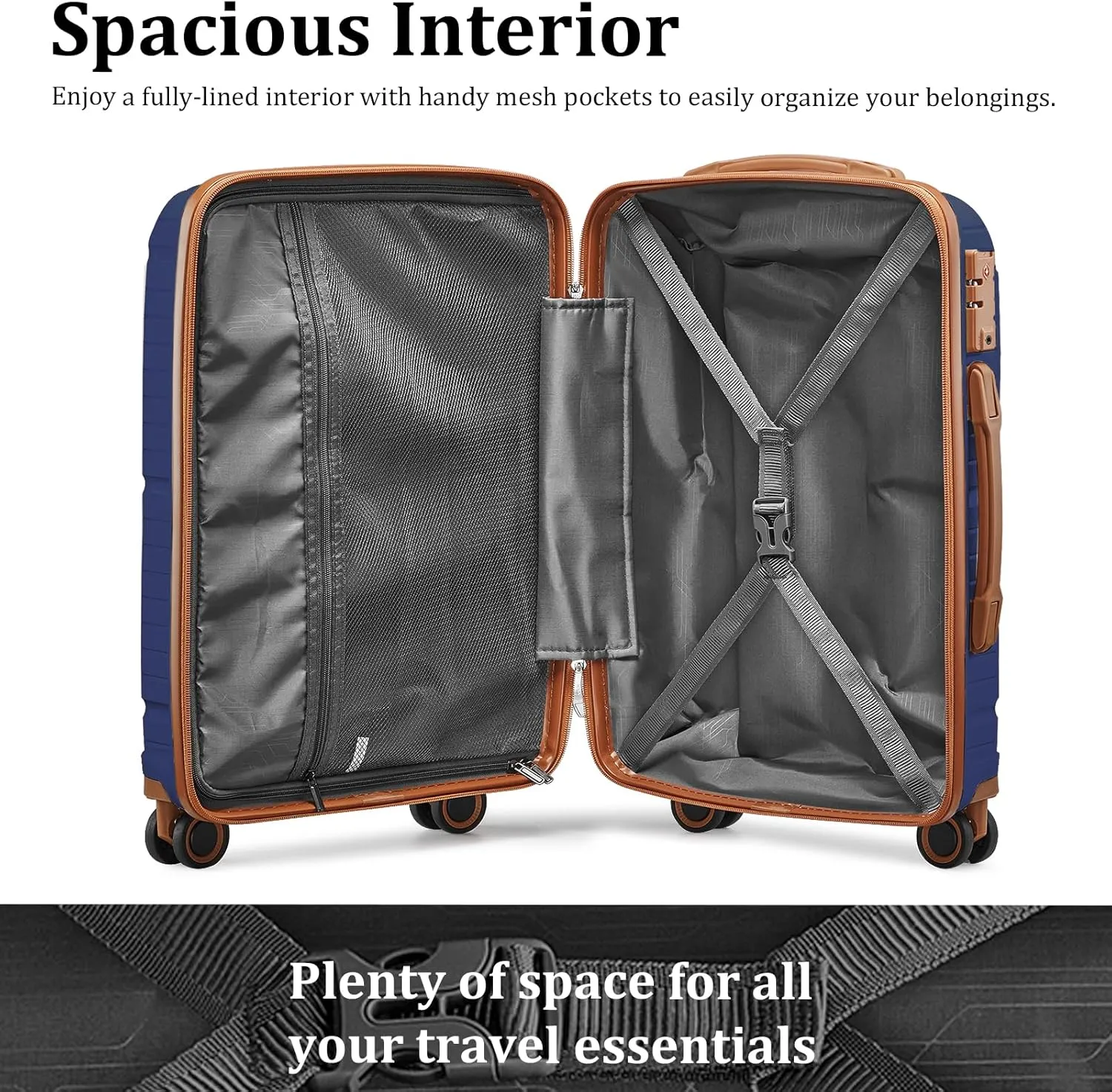 Joyway Luggage Sets 2 Piece PP Hardshell Carry on Suitcase and Checked Luggage, Travel Lightweight Suitcase Set with Double Spinner Wheels and TSA Lock (Navy Blue, 20 28 inch)