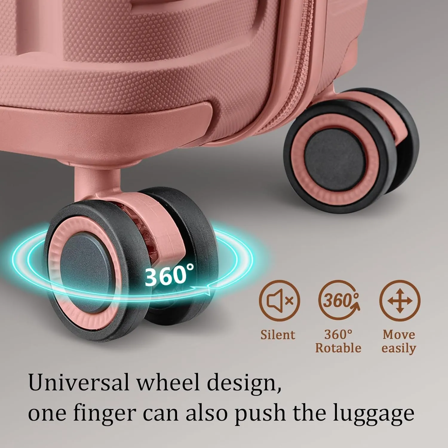 Joyway Luggage Sets 2 Piece PP Hardshell Carry on Suitcase and Checked Luggage, Travel Lightweight Suitcase Set with Double Spinner Wheels and TSA Lock (Rose Gold, 20 28 inch)
