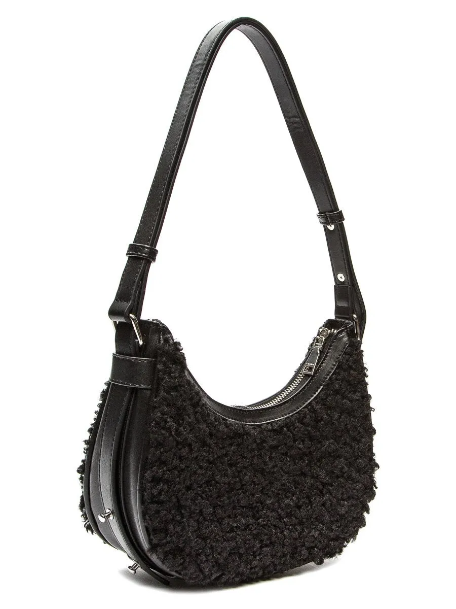 Keddo Couture Black Faux Wool Handbag