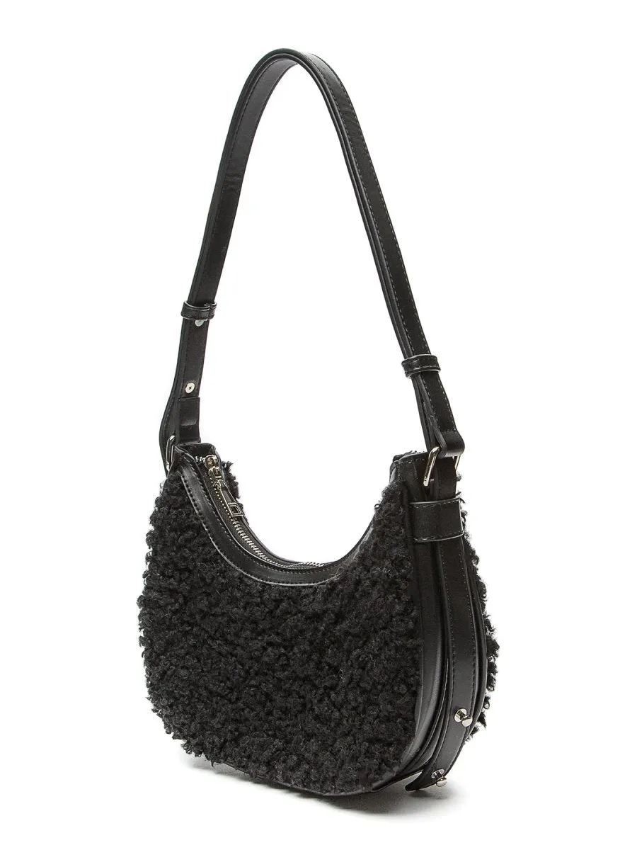 Keddo Couture Black Faux Wool Handbag