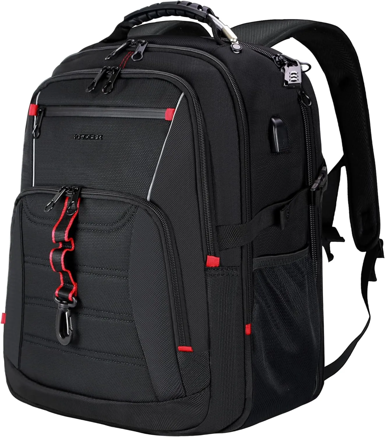 KROSER Travel Laptop Backpack 18.4 inch XXXL Computer Backpack Stylish College Backpack with RFID Pockets USB Charging Port REFLECTIVE STRIPS Water-Repellent Day pack for Business/Men