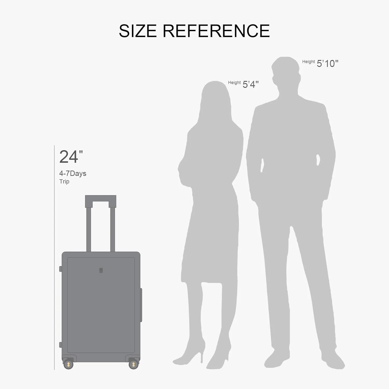 LEVEL8 Large Suitcase with Wheels, Checked Luggage, Lightweight Luminous Textured Tsa Approved Medium Hardside Large Luggages, 24 Inch, Black
