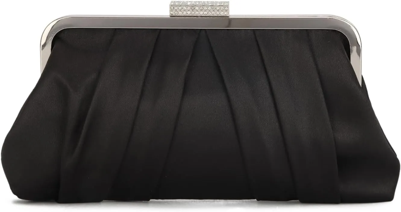 LHHMZ Women's Classic Pleated Clutch Bag Elegant Formal Handbag Made of Pleated Satin Simple Elegant Clutch Bag, black, Einheitsgre