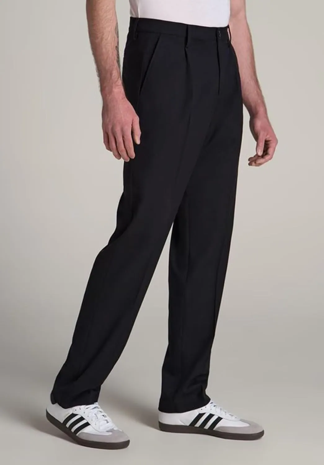 Men's Classic Fit Dress Pants Expandable Waist Pleated Suit Trousers