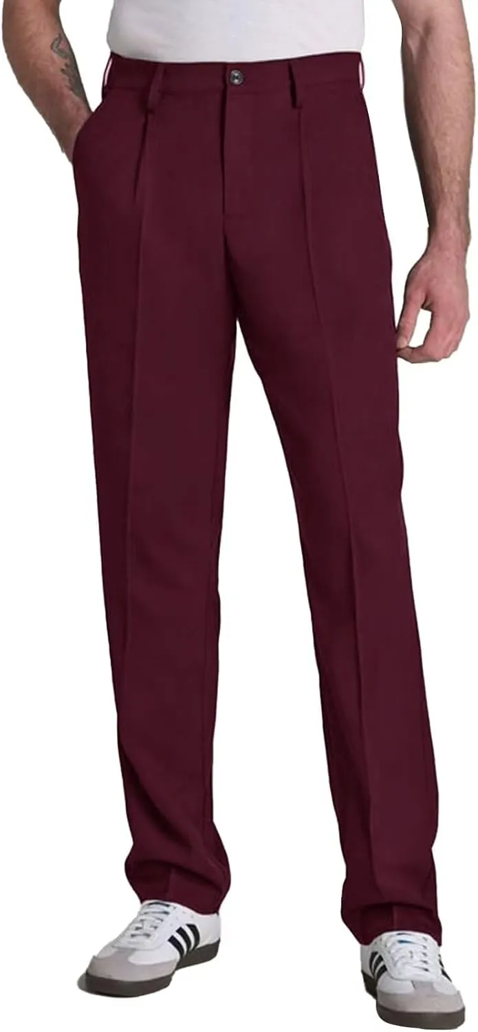 Men's Classic Fit Dress Pants Expandable Waist Pleated Suit Trousers
