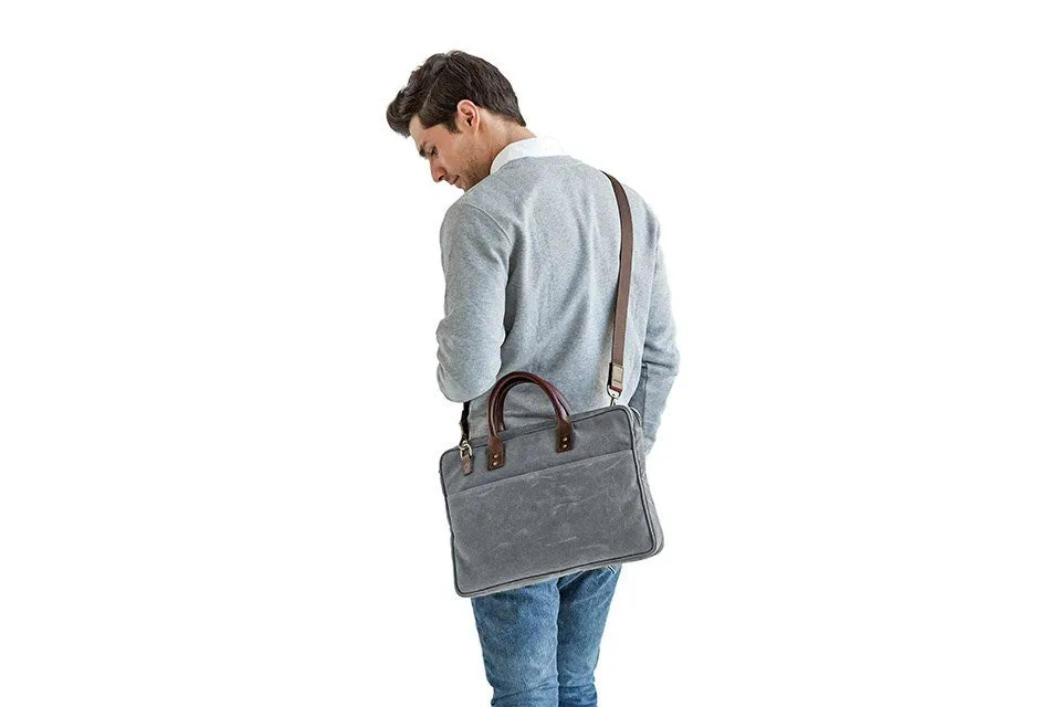 Ona Canvas Kingston Laptop Bag - Smoke