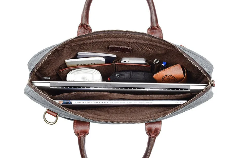 Ona Canvas Kingston Laptop Bag - Smoke