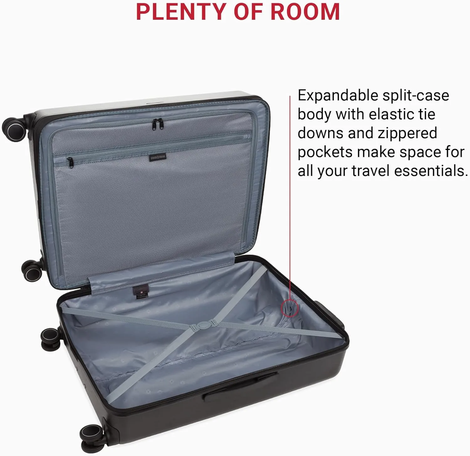 SwissGear 8020 Eclipse Hardside Expandable Luggage with Spinner Wheels, Black, Checked-Large 27-Inch