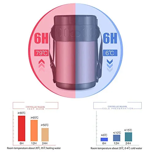 Vacuum Insulated Food Jar Stainless Steel,Lunch Thermos, Insulated TFood Container for Lunch,for Adults and Students,with Bag