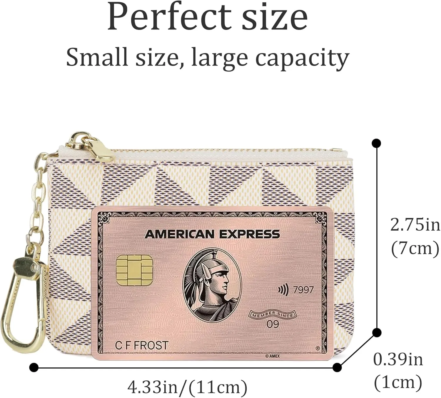 Veki Coin Purse Change Mini Purse Wallet With Key Chain Ring Zipper for Men Women Fashionable Bag Pendant Leather Classic Clutch (White)