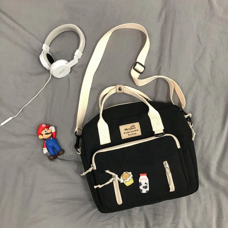 Vvsha Cute Multifunctional Backpack School Bags For Teenage Girls Ring Buckle Travel Bag Small Schoolbag Badge Women Backpacks Mochila