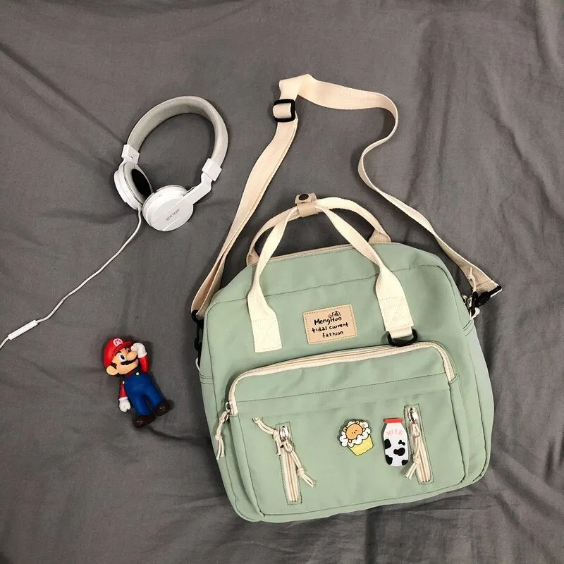 Vvsha Cute Multifunctional Backpack School Bags For Teenage Girls Ring Buckle Travel Bag Small Schoolbag Badge Women Backpacks Mochila