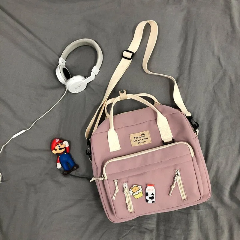 Vvsha Cute Multifunctional Backpack School Bags For Teenage Girls Ring Buckle Travel Bag Small Schoolbag Badge Women Backpacks Mochila