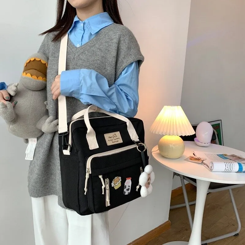 Vvsha Cute Multifunctional Backpack School Bags For Teenage Girls Ring Buckle Travel Bag Small Schoolbag Badge Women Backpacks Mochila