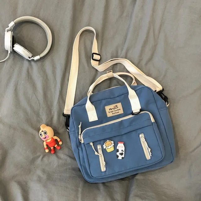 Vvsha Cute Multifunctional Backpack School Bags For Teenage Girls Ring Buckle Travel Bag Small Schoolbag Badge Women Backpacks Mochila
