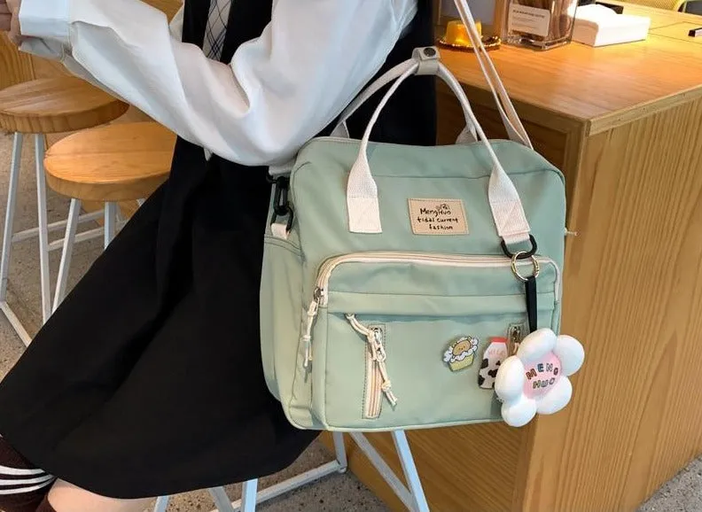 Vvsha Cute Multifunctional Backpack School Bags For Teenage Girls Ring Buckle Travel Bag Small Schoolbag Badge Women Backpacks Mochila