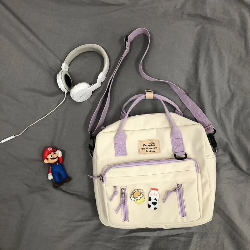 Vvsha Cute Multifunctional Backpack School Bags For Teenage Girls Ring Buckle Travel Bag Small Schoolbag Badge Women Backpacks Mochila