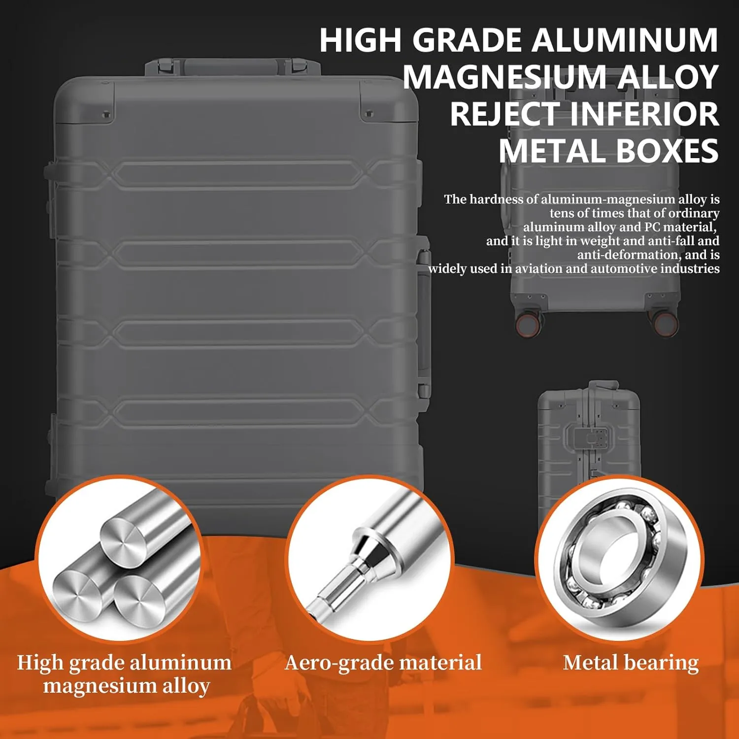 WEICHEN All Aluminum Magnesium 29 Inch Large Luggage with Spinner Wheels, Hard Case Large Suitcase Heavy Duty Aluminum Checked Luggage with TSA Lock