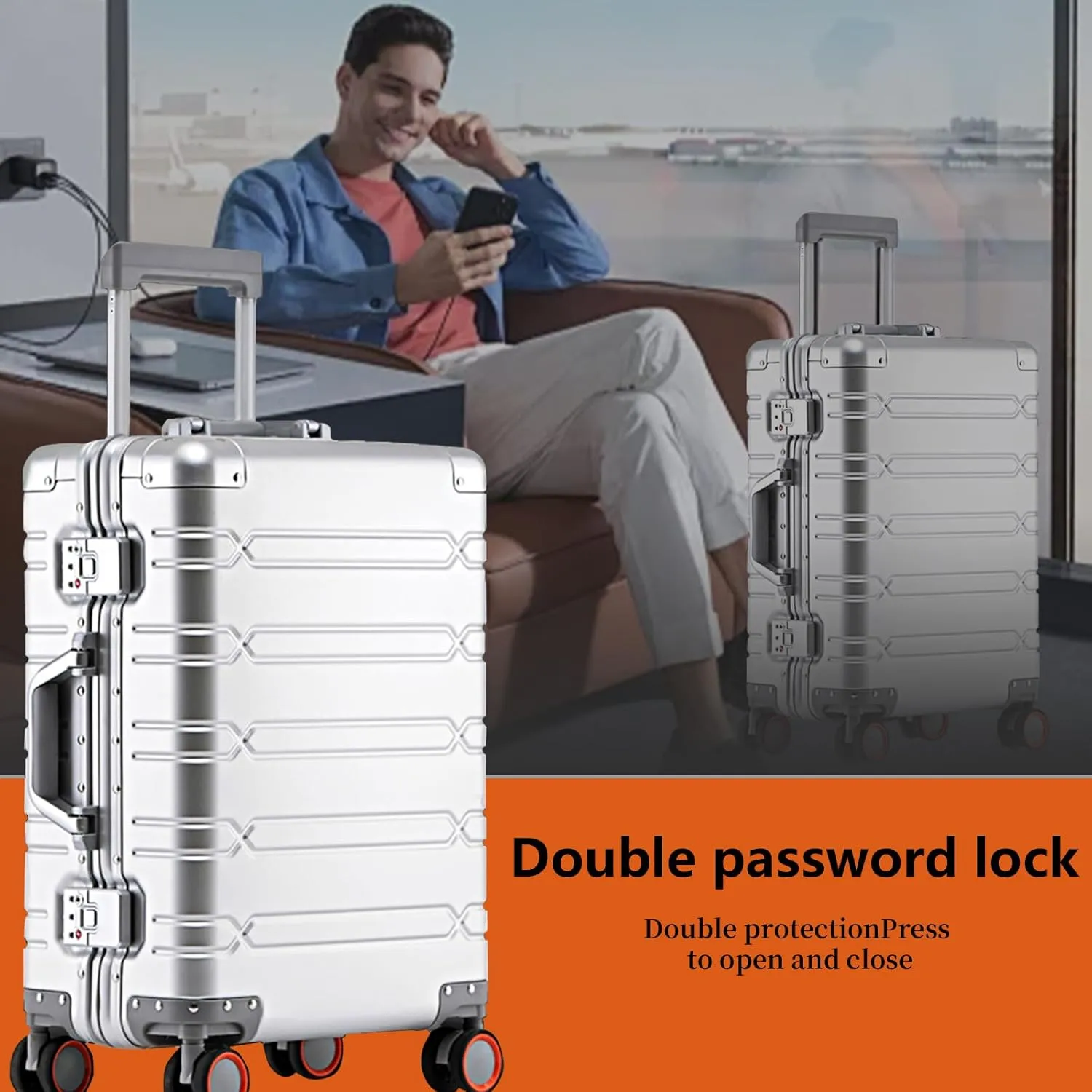 WEICHEN All Aluminum Magnesium 29 Inch Large Luggage with Spinner Wheels, Hard Case Large Suitcase Heavy Duty Aluminum Checked Luggage with TSA Lock
